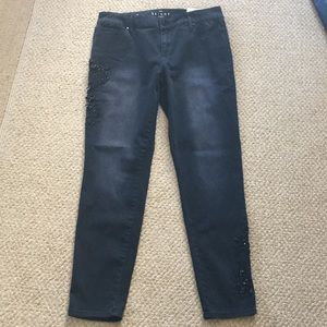 Beautiful black sequin embroidered denim jeans